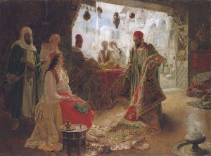 The Carpet Merchant by Ettore Simonetti Oil Painting