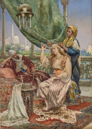 The servant and mistress by Ettore Simonetti Oil Painting
