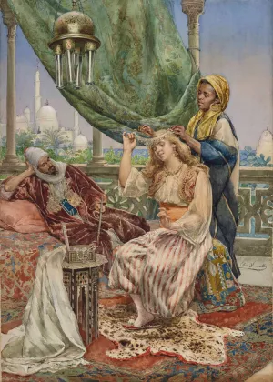 The servant and mistress by Ettore Simonetti Oil Painting