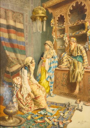 The Shoe Shop by Ettore Simonetti Oil Painting