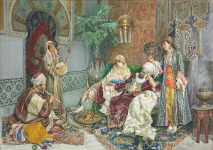 The snake charmer by Ettore Simonetti Oil Painting