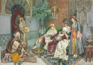 The snake charmer by Ettore Simonetti Oil Painting