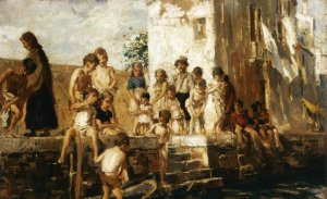 Afternoon Along the Canal by Ettore Tito Oil Painting
