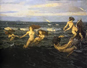 Le Ondine by Ettore Tito - Oil Painting Reproduction