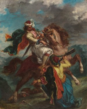 A Turk Surrenders to a Greek Horseman by Eugene Delacroix Oil Painting