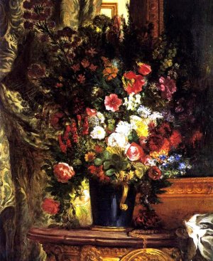 A Vase of Flowers on a Console