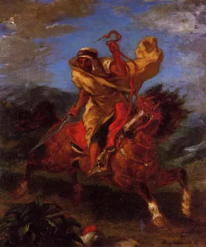 An Arab Horseman at the Gallop by Eugene Delacroix - Oil Painting Reproduction