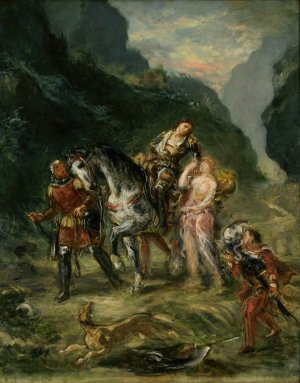 Angelica and the wounded Medoro by Eugene Delacroix Oil Painting