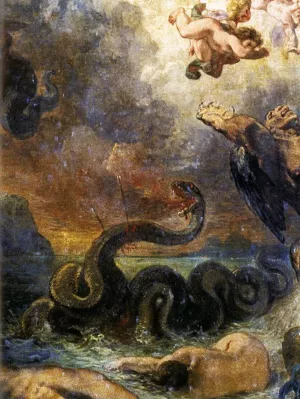 Apollo Slays Python Detail by Eugene Delacroix - Oil Painting Reproduction