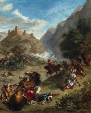 Arabs Skirmishing in the Mountains by Eugene Delacroix Oil Painting