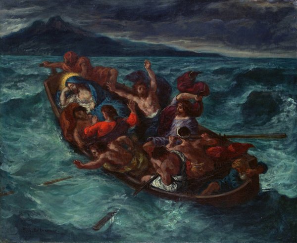 Christ Asleep during the Tempest  by Eugene Delacroix - Hand-Painted Oil Painting Reproduction