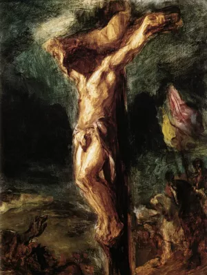 Christ on the Cross Sketch by Eugene Delacroix - Oil Painting Reproduction