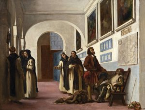 Christopher Columbus and His Son at La Rabida by Eugene Delacroix Oil Painting