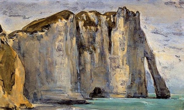 Cliff at Etretat by Eugene Delacroix - Hand-Painted Oil Painting Reproduction