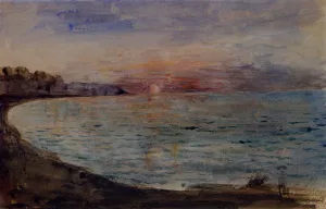 Cliffs near Dieppe by Eugene Delacroix - Oil Painting Reproduction