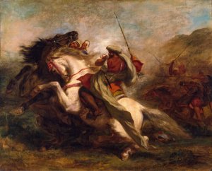 Collision of Moorish Horsemen by Eugene Delacroix Oil Painting
