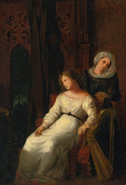 Desdemona and Emilia by Eugene Delacroix - Hand-Painted Oil Painting Reproduction