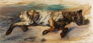 Etude d'apres un chien mort by Eugene Delacroix Oil Painting