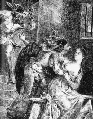 Faust with Margarete in Prison Detail Oil painting by Eugene Delacroix
