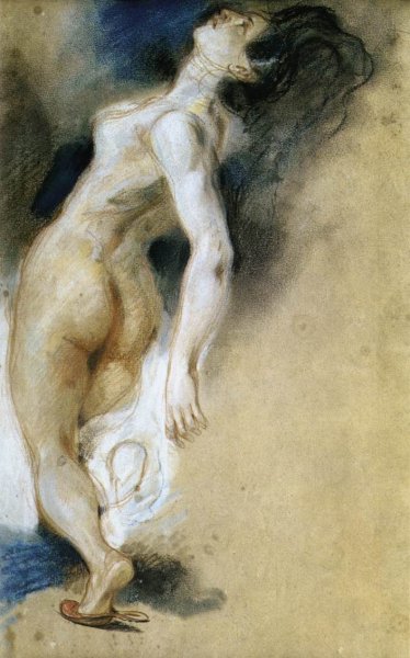Female Nude, Killed from Behind by Eugene Delacroix - Hand-Painted Oil Painting Reproduction
