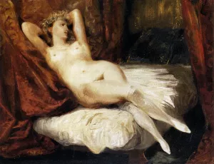 Female Nude Reclining on a Divan Oil painting by Eugene Delacroix