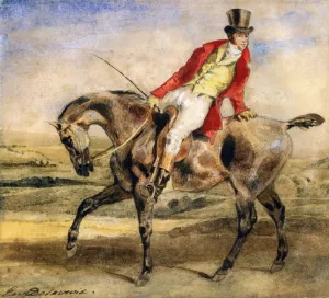 Gentleman on a Dark Brown Hunter by Eugene Delacroix - Oil Painting Reproduction