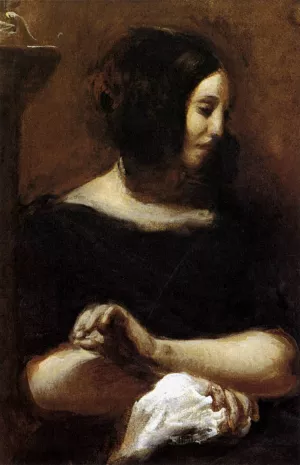 George Sand by Eugene Delacroix Oil Painting