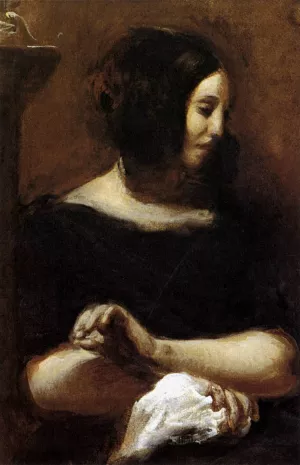 George Sand Oil painting by Eugene Delacroix