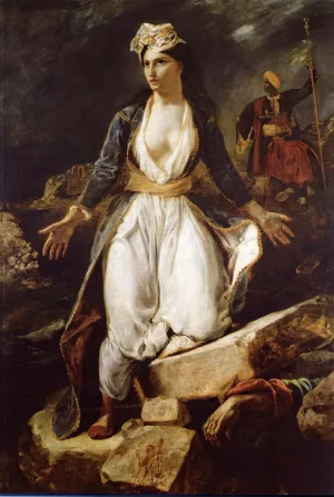 Greece on the Ruins of Missolonghi painting by Eugene Delacroix