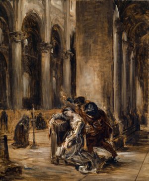 Gretchen in the Church by Eugene Delacroix Oil Painting