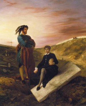 Hamlet and Horatio at the Cemetery by Eugene Delacroix Oil Painting