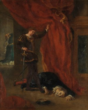 Hamlet devant le corps de Polonius by Eugene Delacroix Oil Painting