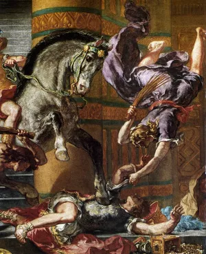 Heliodoros Driven from the Temple Detail by Eugene Delacroix - Oil Painting Reproduction
