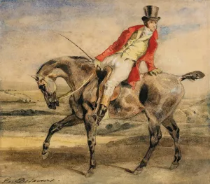 Horseman wearing a red jacket Oil painting by Eugene Delacroix