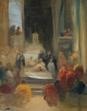 Interior Of A Church; Ordination Of Carmelites by Eugene Delacroix Oil Painting