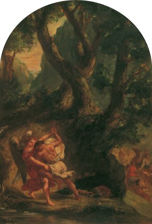 Jakob ringt mit dem Engel by Eugene Delacroix Oil Painting