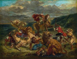 Lion Hunt by Eugene Delacroix Oil Painting
