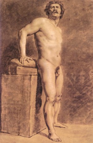 Male Academy Figure, Probably Polonais, Standing by Eugene Delacroix Oil Painting