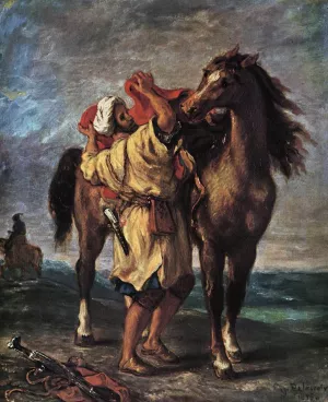 Marocan and His Horse by Eugene Delacroix Oil Painting