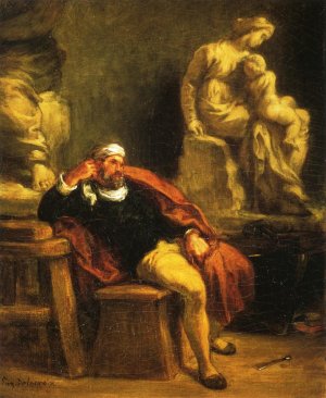 Michelangelo in His Studio by Eugene Delacroix Oil Painting