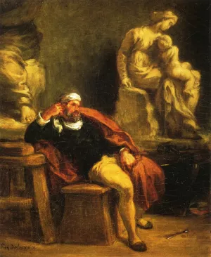 Michelangelo in His Studio by Eugene Delacroix - Oil Painting Reproduction