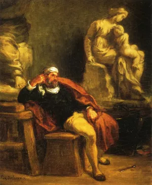 Michelangelo in His Studio Oil painting by Eugene Delacroix