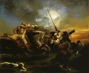 Moroccan Military Exercises by Eugene Delacroix - Oil Painting Reproduction