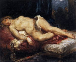 Odalisque Reclining on a Divan by Eugene Delacroix Oil Painting