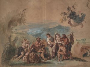Orpheus Bringing Civilization to the Barbarian Ancestors of the Greeks by Eugene Delacroix Oil Painting