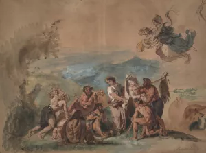 Orpheus Bringing Civilization to the Barbarian Ancestors of the Greeks by Eugene Delacroix Oil Painting