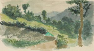 Path on the Side of a Mountain, Eaux-Bonnes, the Pyrenees by Eugene Delacroix Oil Painting
