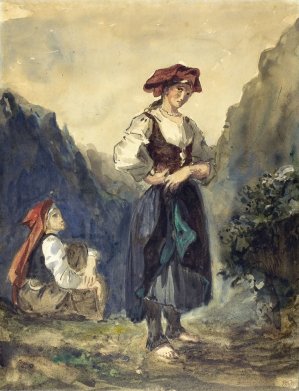 Peasant Women from the Region of the Eaux-Bonnes by Eugene Delacroix Oil Painting