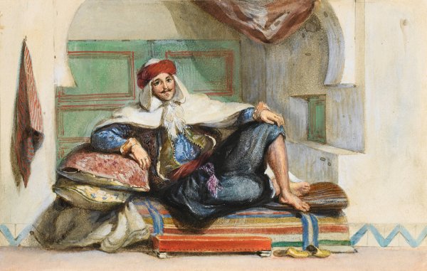 Sidi Abdallah, Provincial Ruler Of The Regency Of Algiers, Rue Amour. June 27th 1832 by Eugene Delacroix - Hand-Painted Oil Painting Reproduction