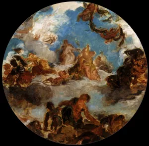 Sketch for Peace Descends to Earth by Eugene Delacroix Oil Painting